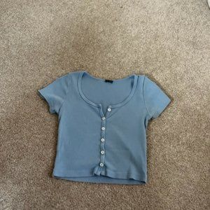 Brandy Melville cropped button up tee